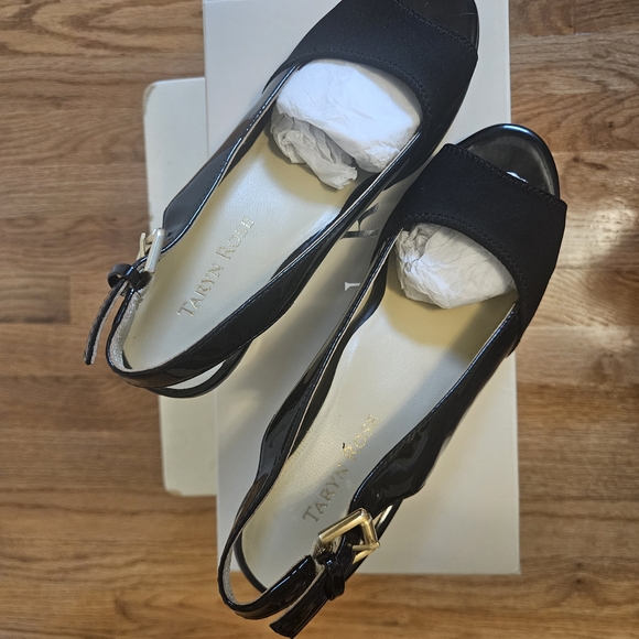 Taryn Rose Black Peep-Toe Slingback Heels - Picture 3 of 5